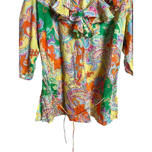 Lauren Ralph Lauren Multi-color Paisley Blouse Lightweight Womns 2X - Picture 7 of 12